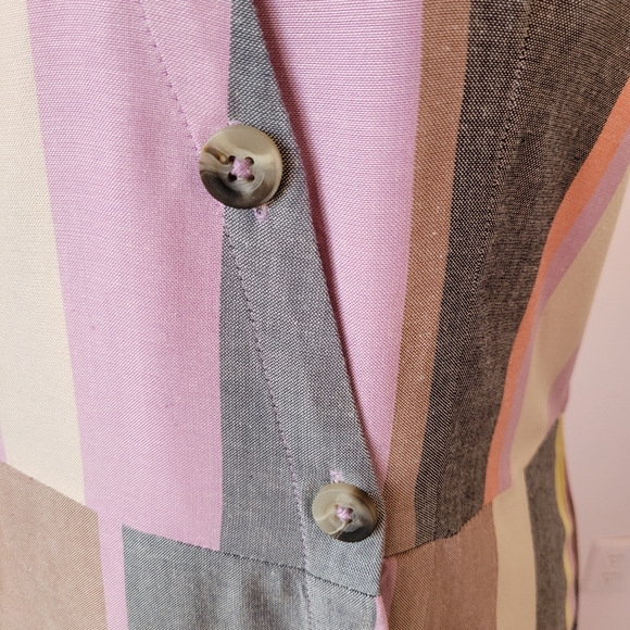 Patrons of Peace Striped Pink, Gray, Tan & Cream Sleeveless Midi Dress NEW Sz M - Picture 4 of 10